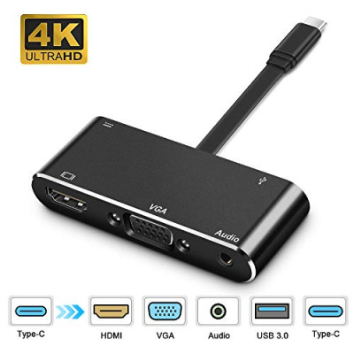 Hub Type-C ra Usb 3.0+Hdmi+Vga+Audio 5 in 1 KingMaster - hàng nhập khẩu