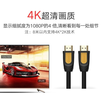 Ugreen UG10128HD101TK 1.5M màu Vàng Cáp tín hiệu HDMI chuẩn 2.0 hỗ trợ phân giải 4K * 2K 60hz - HÀNG CHÍNH HÃNG