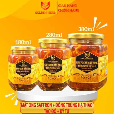 Mật Ong Saffron Đông Trùng Hạ Thảo Táo đỏ Kỷ tử 380ml/lọ Golden Herb