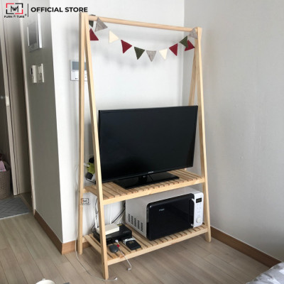 KỆ TREO QUẦN ÁO 2 TÂNG GỖ LẮP RÁP