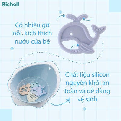 Gặm nướu sinh vật biển Richell Nhật silicone nguyên khối gặm nướu đồ chơi cho bé Baby