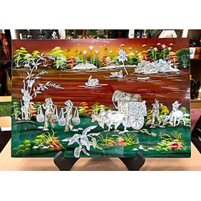 Tranh sơn mài - ĐỒNG QUÊ VIỆT NAM - Khảm cừ cao cấp, hàng xuất khẩu nhiều size