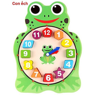 Đồng hồ phân biệt màu sắc hình khối con cú, con ếch giúp bé học xem giờ