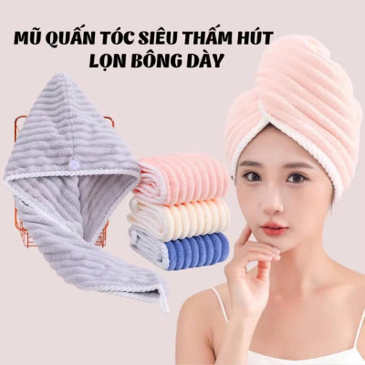 Khăn Quấn Lau Khô Tóc Nhanh – Thiết Kế Nút Cố Định, Gọn Nhẹ, Thời Trang