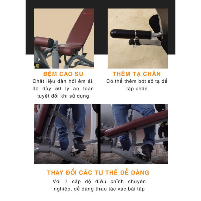 CHỈ GIAO MIỀN NAM I Giàn tạ đa năng KINGSPORT BK-399 Pro đa năng, khung sườn bằng thép Oval không rỉ, thiết kế ghế tự điều chỉnh tăng giảm với 7 cấp độ