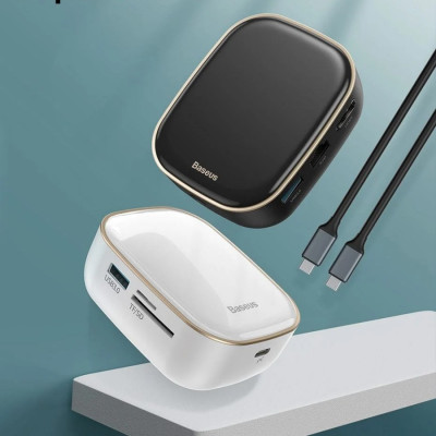 Bộ Hub mở rộng 7 in 1 tích hợp sạc 60W Baseus Type-C HUB Adapter AC Multifunctional Charger - Hàng chính hãng