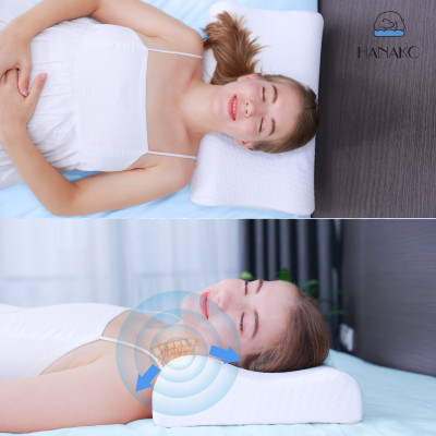 Gối ngủ chống đau vai gáy công thái học HANAKO nội địa nhật, chất liệu mút cô đặc cao cấp