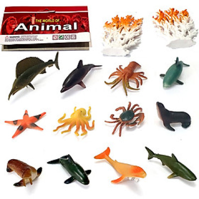 Đồ chơi 12 mô hình Cá Biển sống động Animal World (4-7 cm) cho bé 3 tuổi