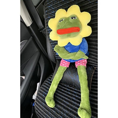 Gấu bông ếch xanh Pepe sad frog 50cm 75cm đội hoa hướng dương siêu bựa dành cho vozer