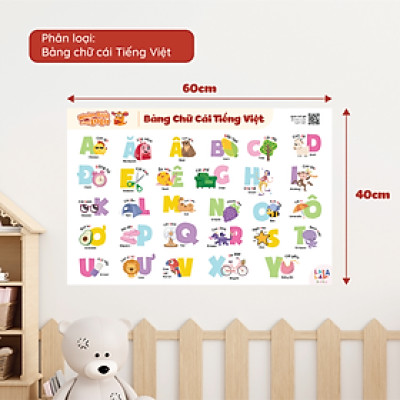 Đồ Chơi Giáo Dục - Poster Dán Tường (Không Keo Dính) Song Ngữ Anh Việt - Bảng Chữ Cái - Chữ Số - Cửu Chương - Động Vật - Lalala baby