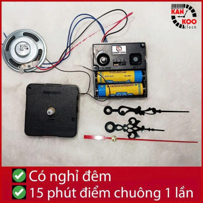 Bộ Máy Phát Nhạc Chuông Điểm Giờ Cho Đồng Hồ Treo Tường - 15 Phút 1 Lần, 3 Kiểu Nhạc, Chế Độ Nghỉ Đêm - Bảo Hành 3 Năm