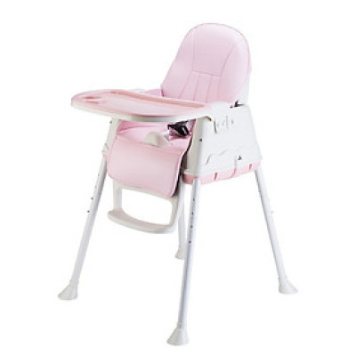 Ghế Ăn Dặm, Ghế Ăn Nâng Hạ Độ Cao Có Nệm Và Bánh Xe - Màu Hồng (Tặng Thìa Ăn Dặm Báo Nóng)