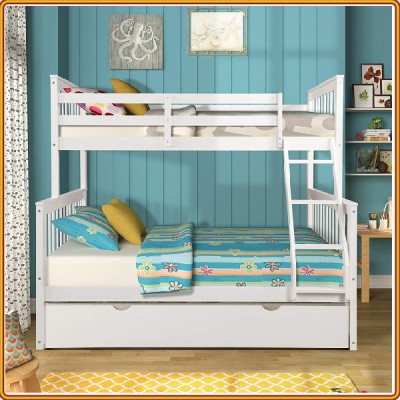 Giường 3 tầng màu trắng Tundo trên 1m2 dưới 1m6