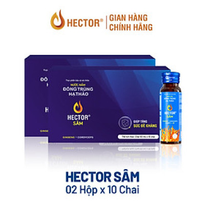 Bộ 2 Hộp 10 Chai Nước Nấm Đông Trùng Hạ Thảo HECTOR Sâm tăng cường đề kháng, bồi bổ cơ thể  (20x50ml)