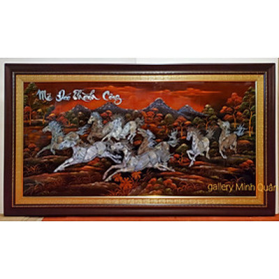 TRANH KHẢM TRAI SƠN MÀI - MÃ ĐÁO THÀNH CÔNG ( nền màu nâu )