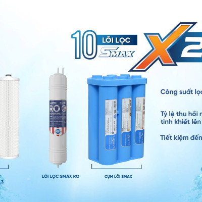 Máy lọc nước Karofi KAQ-U96 10 lõi lọc kết nối điện thoại thông minh, vòi nước hiển thị tình trạng máy - Hàng chính hãng bảo hành 3 năm