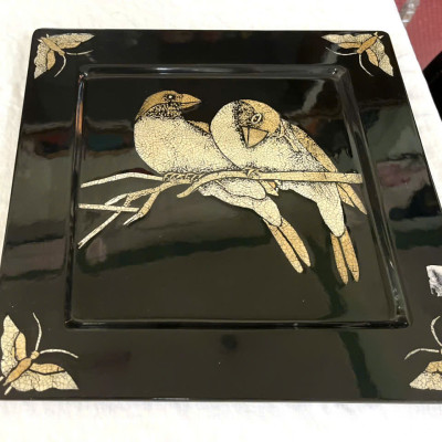 Dĩa sơn mài cao cấp Thanh Bình Lê cẩn trứng đẹp, hàng xuất khẩu 30x30 cm