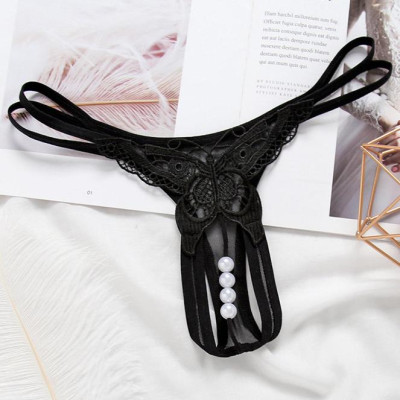 Quần lót nữ lọt khe đính bi - đen
