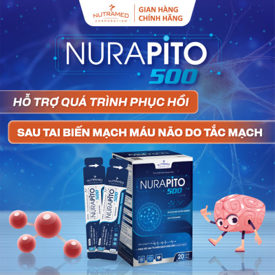 Gói uống Nurapito 500 hỗ trợ ngừa và phục hồi sau tai biến mạnh máu não, hạn chế xơ vữa, tắc mạch (20 gói) - Nutramed