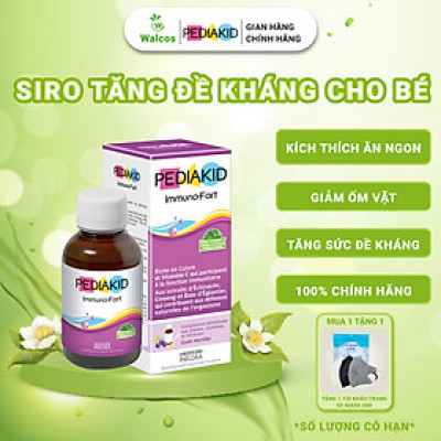 Siro Tăng Đề Kháng Cho Bé Pediakid Immuno Fort Giúp Giảm Ốm Vặt, Nâng Cao Hệ Miễn Dịch (Chai 125ml)