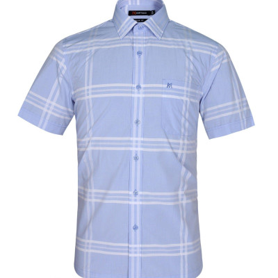 Áo sơ mi nam KHATOCO ngắn tay kẻ caro A1MN468T2-CNCR070-2409-N