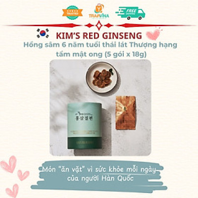Hồng sâm 6 năm tuổi thái lát Thượng hạng Kim’s Honey Sliced Red Ginseng  (5 gói x 18g)