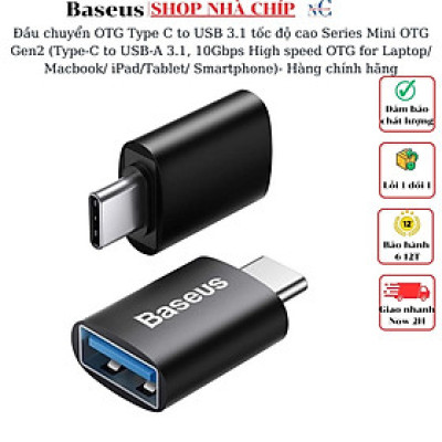 Đầu chuyển OTG Type C to USB 3.1 tốc độ cao Baseus Ingenuity Series Mini OTG Gen2 (Type-C to USB-A 3.1 Full Size, 10Gbps High speed OTG for Laptop/ Macbook/ iPad/Tablet/ Smartphone)- Hàng chính hãng