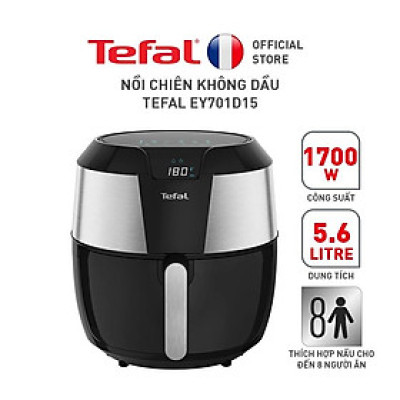 Nồi chiên không dầu điện tử Tefal XXL EY701D15, Dung tích lòng nồi 6.3L / Giỏ Chiên 5.6L/1.6kg - Hàng chính hãng