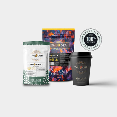 Cà Phê Nguyên Hạt Hạng 1 Sàng 1864/64 in Trọng lượng 220g THUNDER No.7 - 1864 CAFÉ