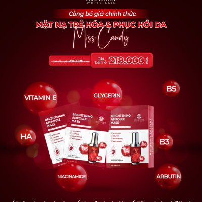 [MISS CANDY] Mặt Nạ Trẻ Hóa & Phục Hồi Da BRIGHTENING AMPOULE MASK Miss Candy (Hộp 5 Miếng x 25g)