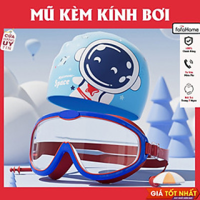 Kính Bơi Trẻ Em Kèm Mũ Và Nút Bịt Tai Chống Tia UV, Chống Sương Mù, Chống Thấm Nước - Kính Bơi Cho Bé - Giao Hoạ Tiết Ngẫu Nhiên