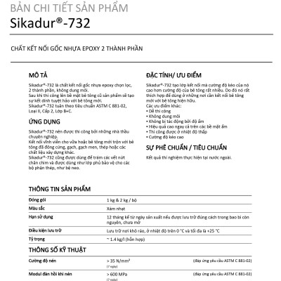 Keo kết nối bê tông cũ mới - Sikadur 732 (bộ 1kg)