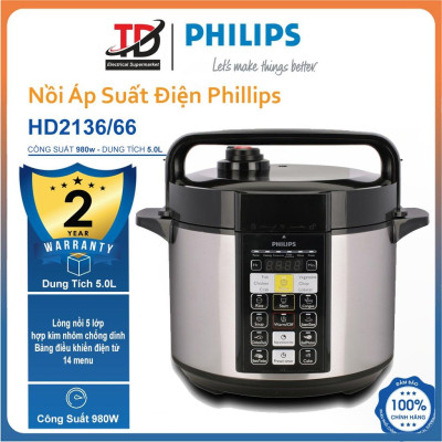 Nồi Áp Suất Điện Tử Philips HD2136/66, 5Lit - 980W, Hàng Chính Hãng