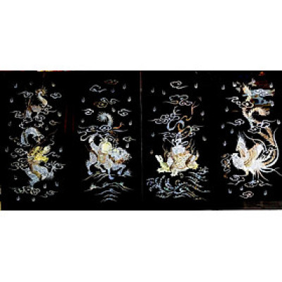 Bộ Tranh Sơn Mài 4 Tấm - LONG LÂN QUY PHỤNG ✨ Khảm Cừ Chìm Cao Cấp – Hàng Xuất Khẩu – Size 80x160 cm