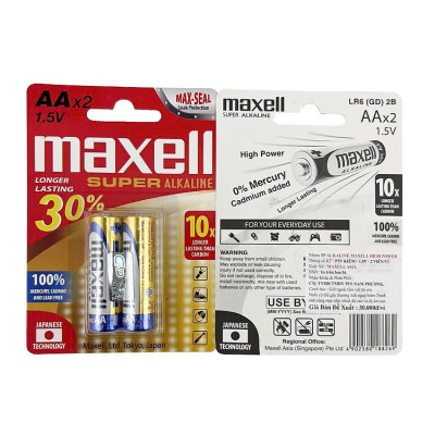 Pin Maxell Alkaline Super LR6 (AA)/ Pin tiểu 2A - Hàng chính hãng