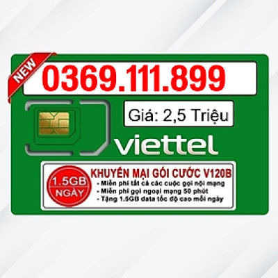 Sim Viettel số đẹp - Hàng chính hãng - 0369.111.899