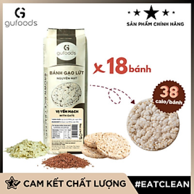 Bánh gạo lứt GUfoods (170g) - Không chiên dầu, Không đường, Từ gạo và ngũ cốc nguyên hạt, Lành mạnh, Phù hợp Eat clean, Ăn vặt healthy, Thực dưỡng, Tập gym, Thuần chay, Đa dạng hương vị