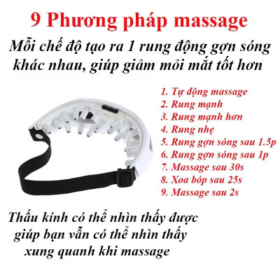 Kính Massage Mắt Cao Cấp Thư Giãn  – 9 Chế Độ Rung, Làm Dịu Mắt, Xóa Bọng Mắt & Quầng Thâm