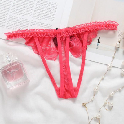 Quần lót lọt khe nữ chuỗi hạt gợi cảm ren Freesize - Hồng