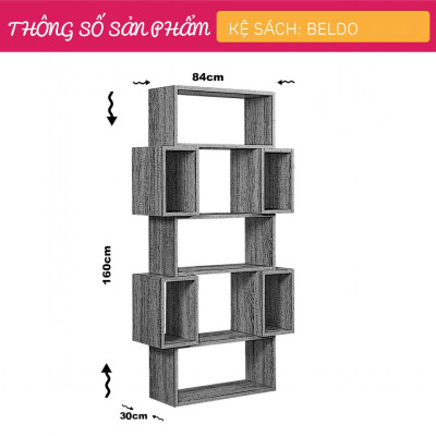 Giá sách bằng gỗ kết cấu chắc chắn SMLIFE Beldo