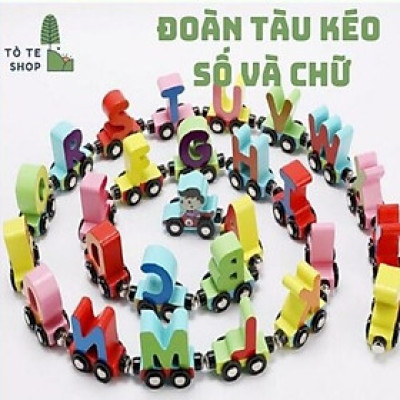 Đoàn Tàu Kéo Số Và Chữ Nam Châm, Đồ Chơi Gỗ Giáo Dục Phát Triển Trí Tuệ Cho Bé