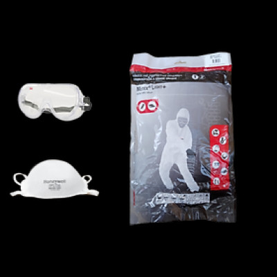 Combo: Bộ quần áo Honeywell Mutex Light (Level 3) kèm Kính bảo hộ 1621 3M và Khẩu trang Honeywell H801 N95