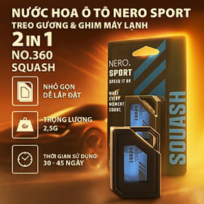 Nước Hoa Ô Tô 2in1 Treo Gương & Ghim Máy Lạnh AIR-Q Nero Sport No360 Đánh Thức Cảm Xúc Trên Mọi Hành Trình - Nhập Khẩu Chính Hãng