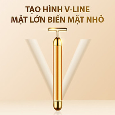 Máy massage mặt xi mạ vàng 24K giúp giảm nếp nhăn, chống lão hoá, giảm quầng thâm bọng mắt (Hàng Chính Hãng)