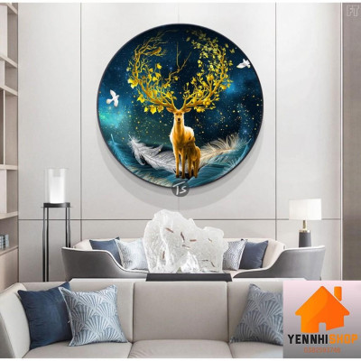 Xả kho tranh tráng gương tròn đường kính 60cm có chốt treo, treo phòng khách, phòng ăn, phòng ngủ, trang trí siêu đẹp,
