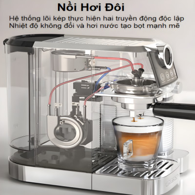 Máy pha cà phê Espresso bán tự động Espresso, Latte, Cappuccino thương hiệu HiBREW H13A - Hàng Chính Hãng