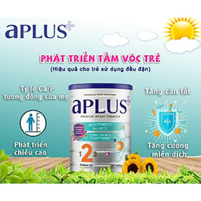 Combo 2 Hộp Sữa aPLUS số 2 (900g) cho trẻ nhỏ từ 6-12 tháng tuổi - Chính Hãng
