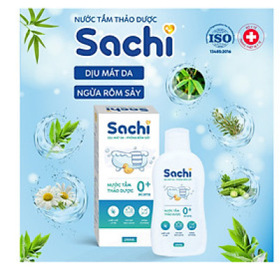 Nước Tắm Thảo Dược An Toàn Cho Bé Sachi Chai 500ml Làm Sạch, Phòng Ngừa Rôm Sảy Mảng Bám Da Đầu
