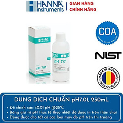 Dung Dịch Hiệu Chuẩn pH 7.01 Có Thể Dùng Cho Bất Kỳ Máy Đo pH Nào, Chai 250mL - HI7007M