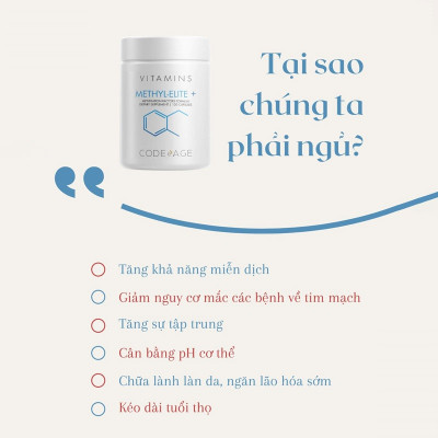 Viên uống bổ não CodeAge Methyl Elite+ - Hỗ Trợ Ngủ Ngon, Tăng Tập Trung, Giảm Stress 120 Viên